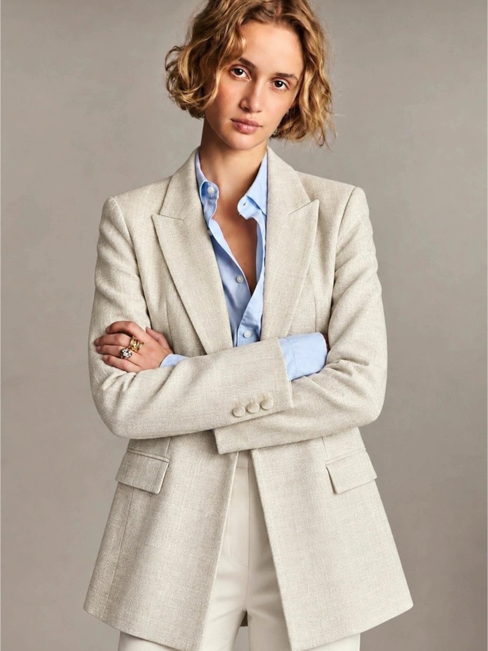 House of Harlow 1960 Textured Blazer in Cream Size 6-8 See Measurements